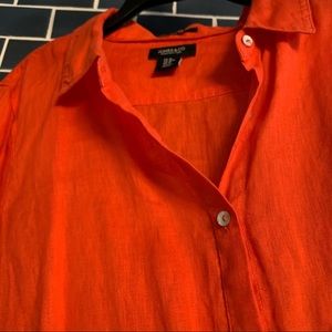 Orange button down